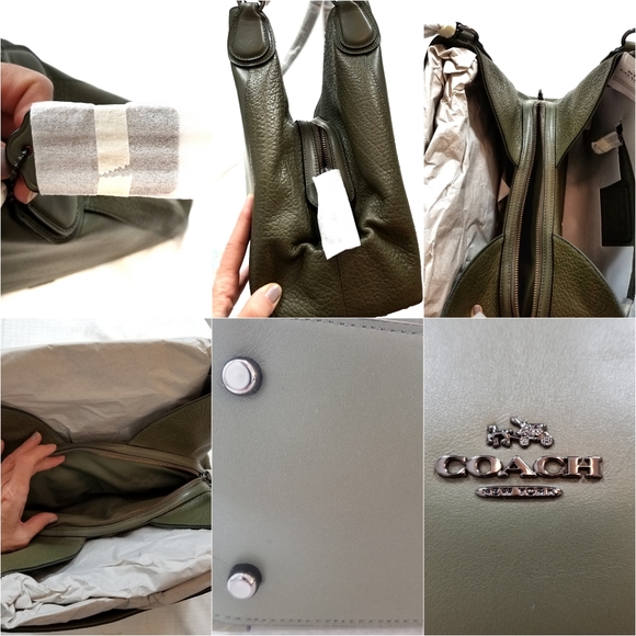 🔥LAST1♨️COACH BNWT Leather Large Bag Olive - Picture 9 of 17